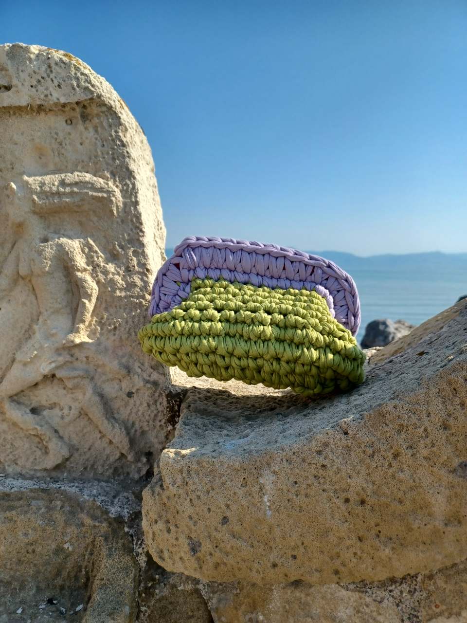 Χειροποίητη πλεκτή τσάντα clutch