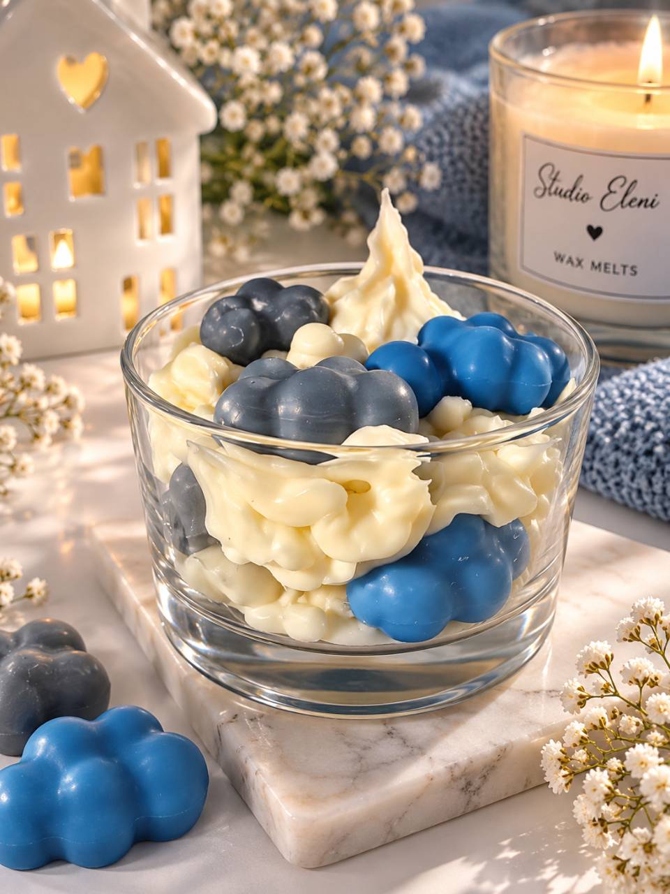Cloud blue candle