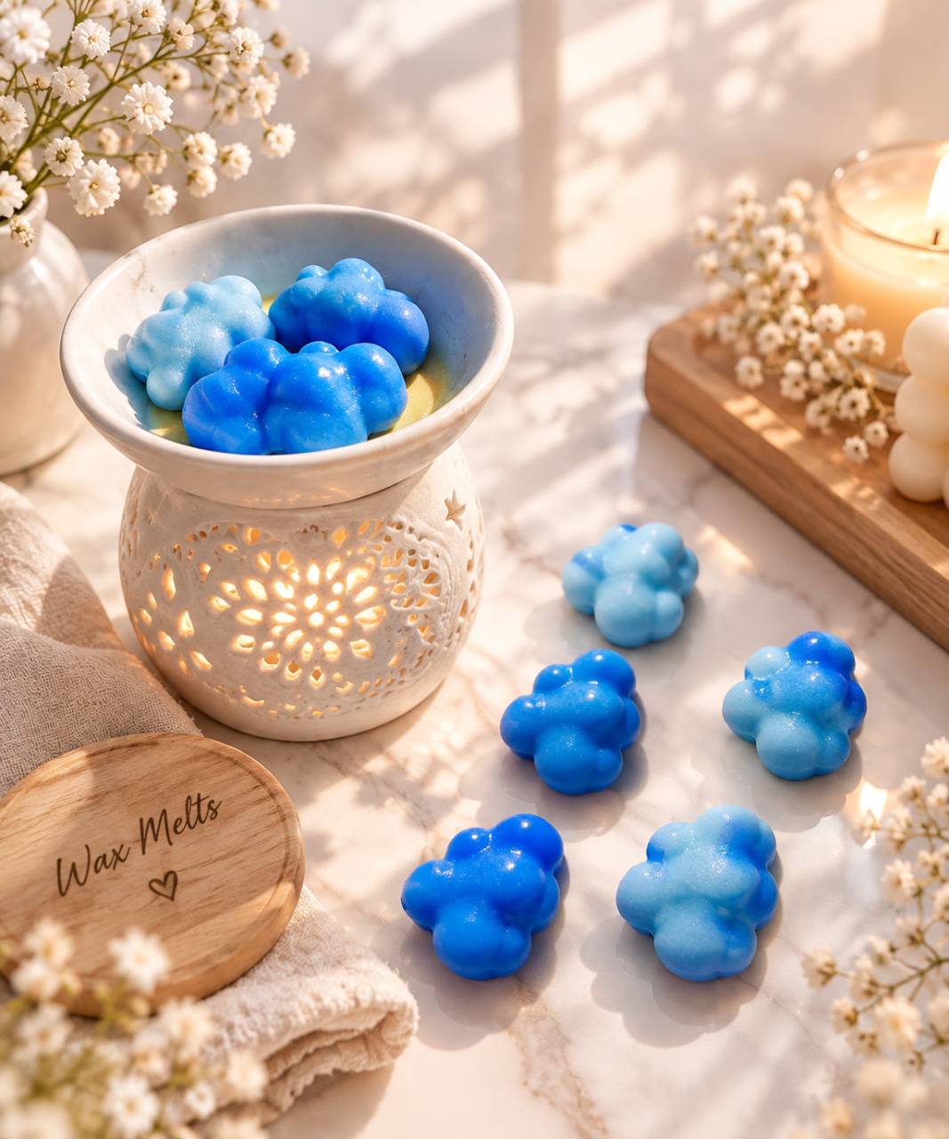 Blue cloud wax melts