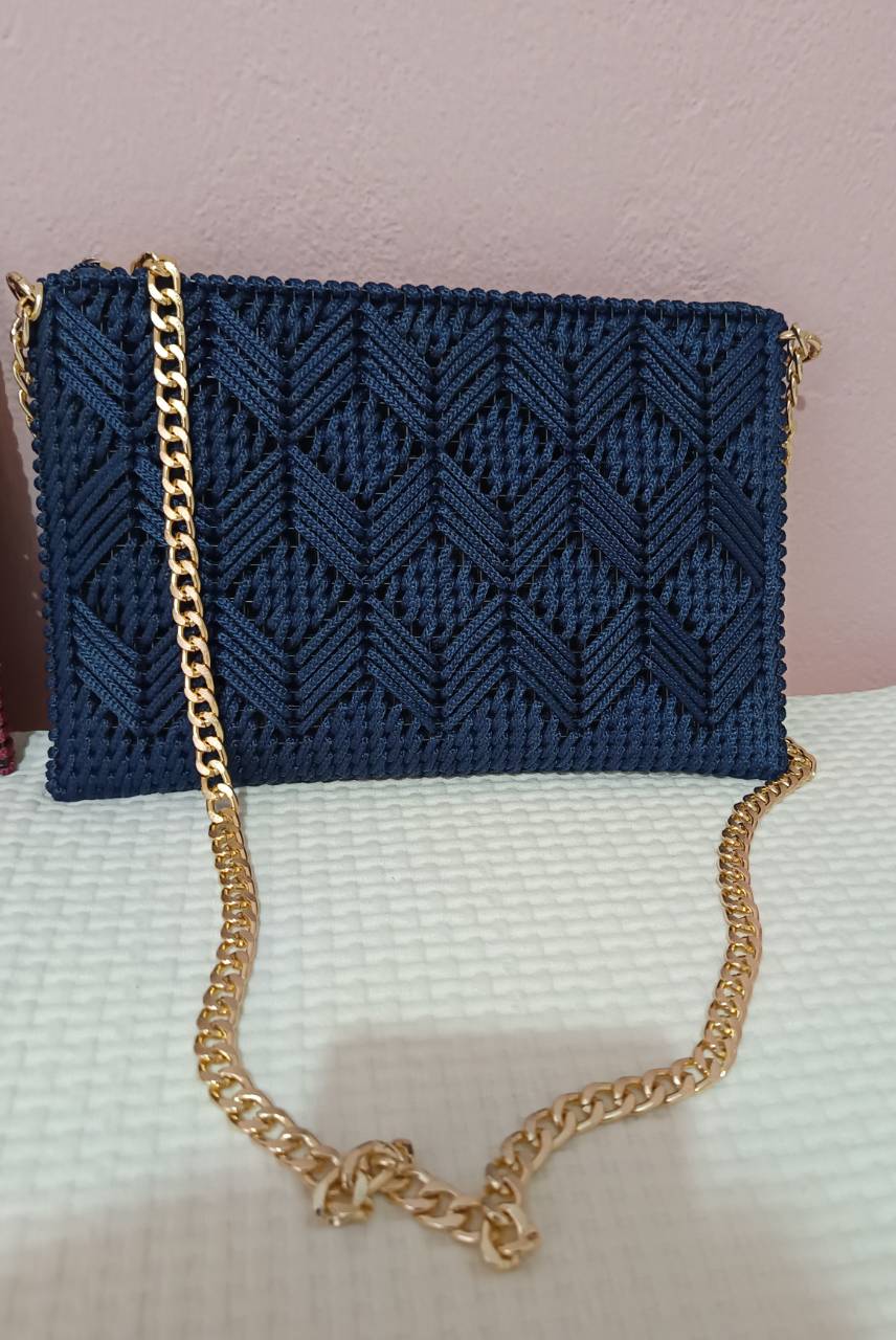 Handmade blue envelope clutch