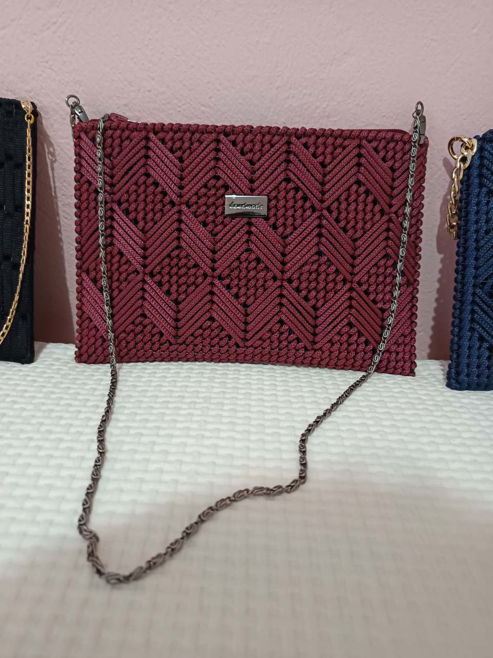 Handmade burgundy envelope clutch
