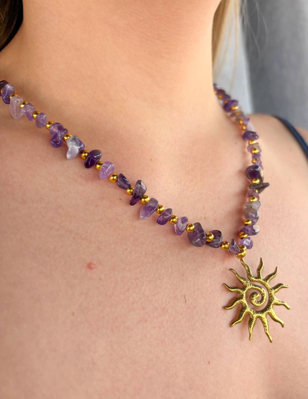 Amethyst sun necklace☀️