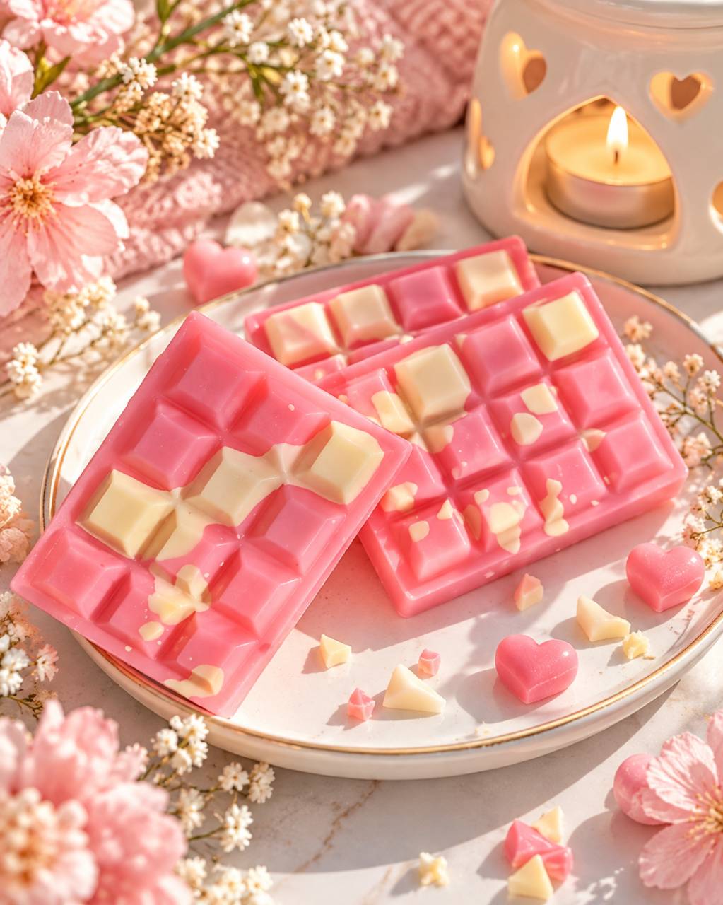 Pink chocolate wax melts